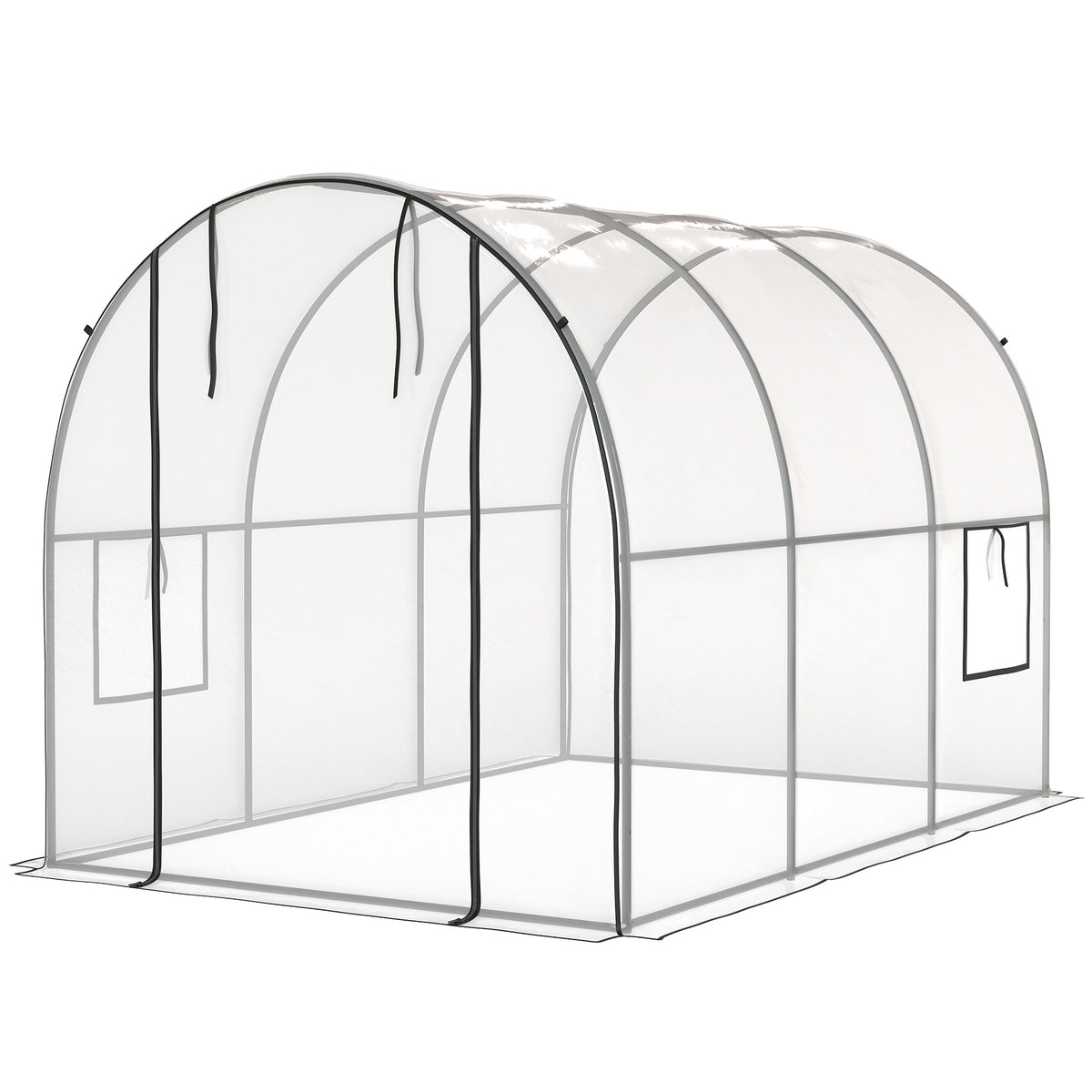 Polytunnel Greenhouse with Roll-up Door and Mesh Window, Walk-in Grow House Tent with Steel Frame, 3 x 2 x 2 m