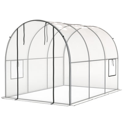 Polytunnel Greenhouse with Roll-up Door and Mesh Window, Walk-in Grow House Tent with Steel Frame, 3 x 2 x 2 m