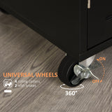 Rolling Kitchen Island Cart with Wood Top, Enough Storage Drawer Space with Towel Bar Rack Shelves, Portable Kitchen Utility Serving Cart Trolley on Wheels
