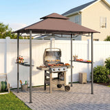 8' x 5' BBQ Grill Gazebo Tent with Double Tiered Canopy for Outdoor Sun Shade