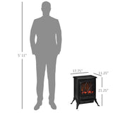 Chauffage de cheminée électrique autoportant avec effet de flamme LED réglable et porte avant