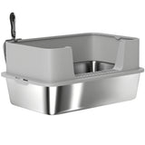 Stainless Steel Litter Box, XL High Sided Cat Litter Box with Scoop, 24