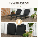 Set of 2 Folding Outdoor Lounge Chair, Sun Tanning Chairs with Reclining Back, Breathable Mesh for Beach Patio