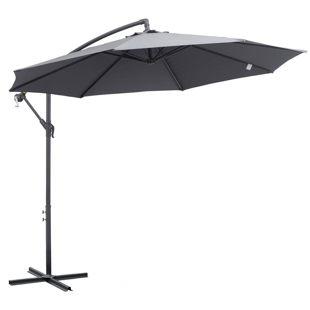 Parasol patio suspendu 10 pieds avec base, parasol jardin avec manivelle