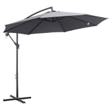Parasol patio suspendu 10 pieds avec base, parasol jardin avec manivelle