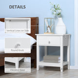 Modern Style Nightstand, Small End Table with Drawer and Storage Shelf for Bedroom