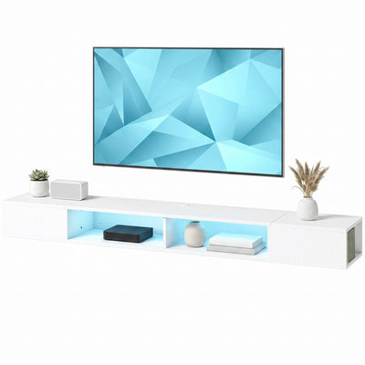 TV Stand with RGB LED Lights, Entertainment Center with Open Shelves for 75 Inch TV