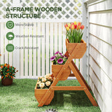 3 Tier Elevated Planter Box, Vertical Wooden Raised Garden Bed for Flowers, 26