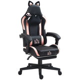 Cute Racing Gamer Chair, Faux Leather Gaming Chair with Footrest, Headrest and Lumbar Support