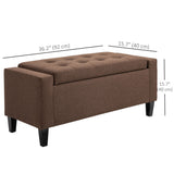 Storage Ottoman Bench, Linen Upholstered Bench with Tufted Design