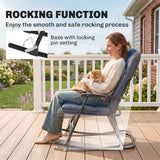 3pc Patio Foldable Rocking Chair Set, Outdoor Rocking Chairs and Table Bistro Set w/ Padded Seat, Headrest
