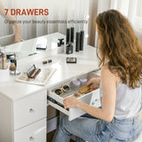 Makeup Vanity Table, Modern Makeup Table with 7 Drawers and 10 LED Lights