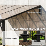 13' x 10' Lean to Gazebo, Hardtop Wall Mounted Outdoor Pergola with Polycarbonate Roof and Metal-Aluminium Frame