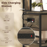 Kitchen Baker's Rack with Power Outlet and LED Light, 5-Tier Coffee Bar Station with 10 Hooks
