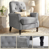 Accent Chair, Mid-Century Modern Armchair with Thick Padded Seat, Solid Wood Legs