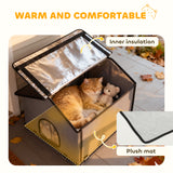 Outdoor Cat House, Foldable Feral Kitty Shelter for Kittens
