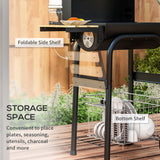 Barbecue au charbon de bois avec tablettes et roues