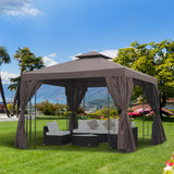 10' x 10' Patio Gazebo Outdoor, Canopy Shelter with Double-tier Roof