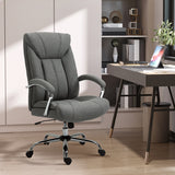 Chaise de bureau pivot dossier haut, tissu lin ergonomique ajustable, hauteur réglable