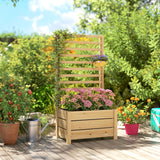 Wooden Raised Garden Bed with Trellis