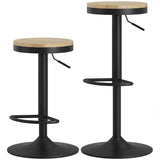 Wood Barstools Set of 2, Swivel Bar Stools with Adjustable Height for Kitchen Counter