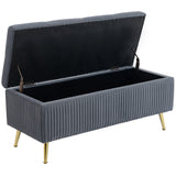 Storage Ottoman Bench, 43 Inch Large Storage Chest with Steel Legs and Padded Seat, Load 485 lbs