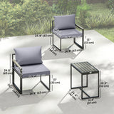 Outdoor Bistro Set, Patio Furniture Set with 2 Chairs and Side Table for Garden Balcony Poolside