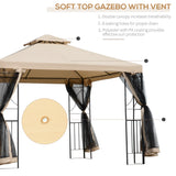 10x10ft Patio Gazebo, Yard Sun Shade Steel Frame w/ Mosquito Netting and Storage Tray