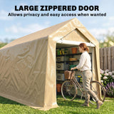 Remise de rangement extérieure 7' x 12' garage portable avec porte relevable pour moto