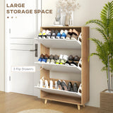 Slim Shoe Storage Cabinet with 3 Flip Drawers and Adjustable Shelves, Shoe Cabinet for 18-24 Pairs