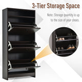 Slim Shoe Storage with 3 Flip Drawers and Adjustable Shelves Shoe Cabinet Organizer for 9 Pair