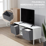 Modern TV Stand Cabinet with Foldable Drawers and Shelves for Living Room
