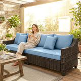 PE Wicker Outdoor Couch Sofa, 4-Seater Modular Patio Furniture Lounge Set with 2 Loveseats