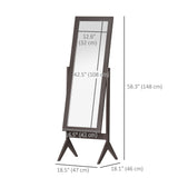 Full Length Mirror, Free Standing Full Body Mirror with Rectangular Frame, Adjustable Angle for Dressing Room