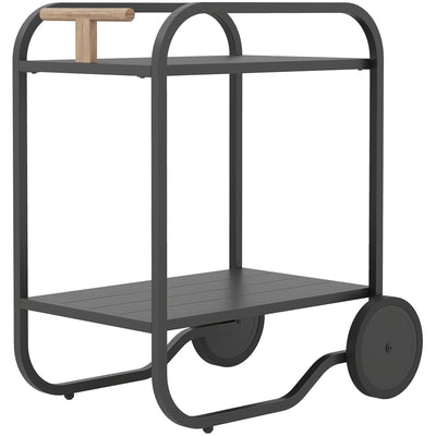 Outdoor Grill Cart with Storage, 2-Tier Bar Cart on Wheels with Side Handle, Steel Frame for Indoor Outdoor