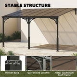 13' x 10' Lean to Gazebo, Hardtop Wall Mounted Outdoor Pergola with Polycarbonate Roof and Metal-Aluminium Frame