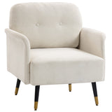 Fauteuil d'accent moderne capitonné avec pieds métalliques, Fauteuil de lecture rembourré pour salon