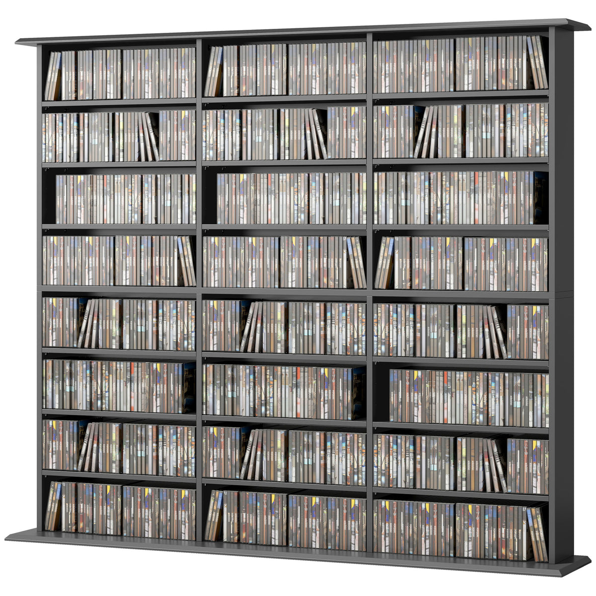 Media Storage Cabinet, 8-Tier DVD Shelf with 18 Adjustable Shelves, Holds 1032 CDs, 594 DVDs or Blu-rays