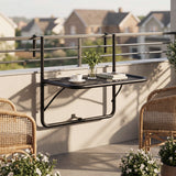Table de rambarde suspendue à balcon ajustable, Petit bureau mural métallique avec support de rangement