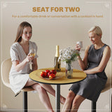 Round Table for 2, 40.2 Inch Bar Height Pub Table with Steel Frame