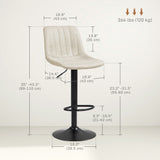 Counter Height Bar Stools Set of 2, Adjustable Height Bar Chairs with Swivel Seat