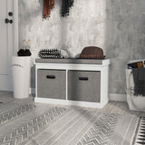Shoe Storage Bench with Seat, 2 Fabric Drawers for Hallway