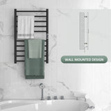 Sèche-serviettes mural chauffant électrique 10 barres avec minuterie et température réglable à brancher