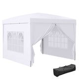 9.7' x 9.7' Outdoor Pop Up Party Tent Wedding Gazebo Canopy with Carrying Bag (White)