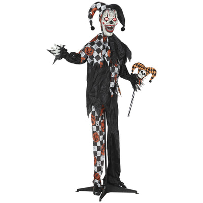 Life Size Halloween Animated Clown with Red Light Up Eyes