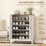 Shoe Cabinet with Barn Doors, Farmhouse Shoe Storage Cabinet with Adjustable Shelves, Holds up to 15 Pairs