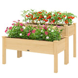 2 Tiers Wood Plant Raised Bed Flower Vegetable Herb Grow Box Stand Garden Step Planter Stand Free Combination