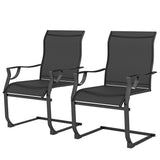 C Spring Motion Patio Chairs Set of 2 with Curved High Backrest, All Weather Breathable Fabric, Metal Frame