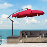 9FT Offset Hanging Patio Umbrella Cantilever Umbrella with Easy Tilt Adjustment, Cross Base and 8 Ribs for Backyard