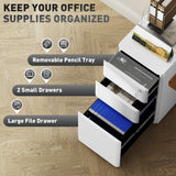 3 Drawer Filing Cabinet, Lockable Steel Office Storage Cabinet with Hanging Bar for Letter, A4, Legal Files